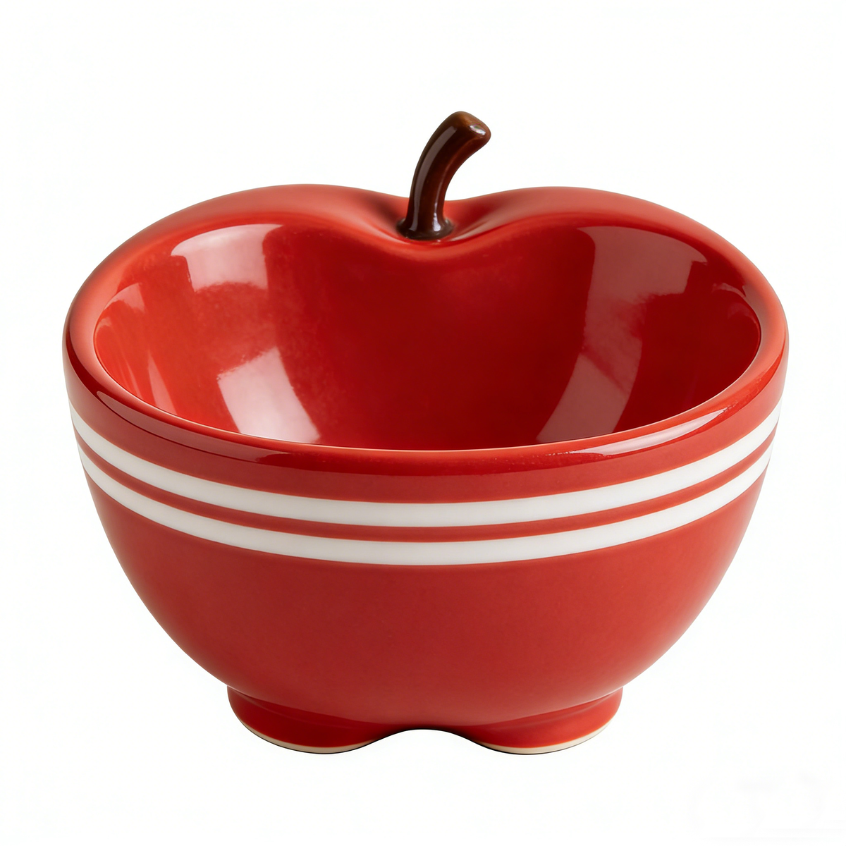 Red Apple Shaped Ceramic Bowl