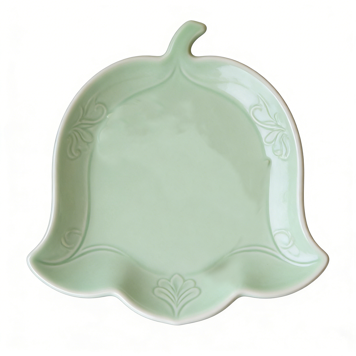 Light Green Bell Flower Ceramic Plate