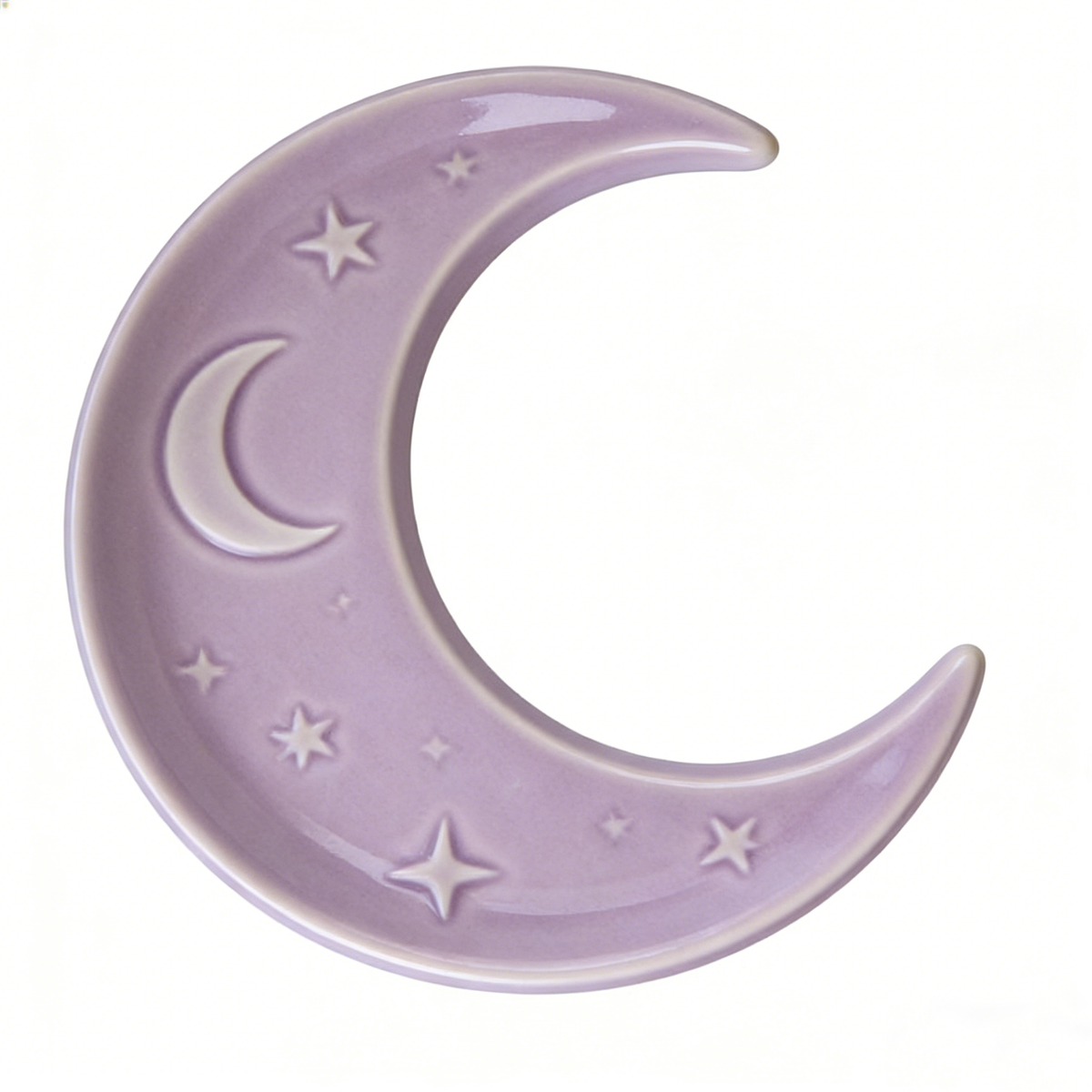 Purple Moon Shaped Star Embossed Ceramic Plate