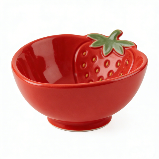 Red Strawberry Shaped Ceramic Bowl