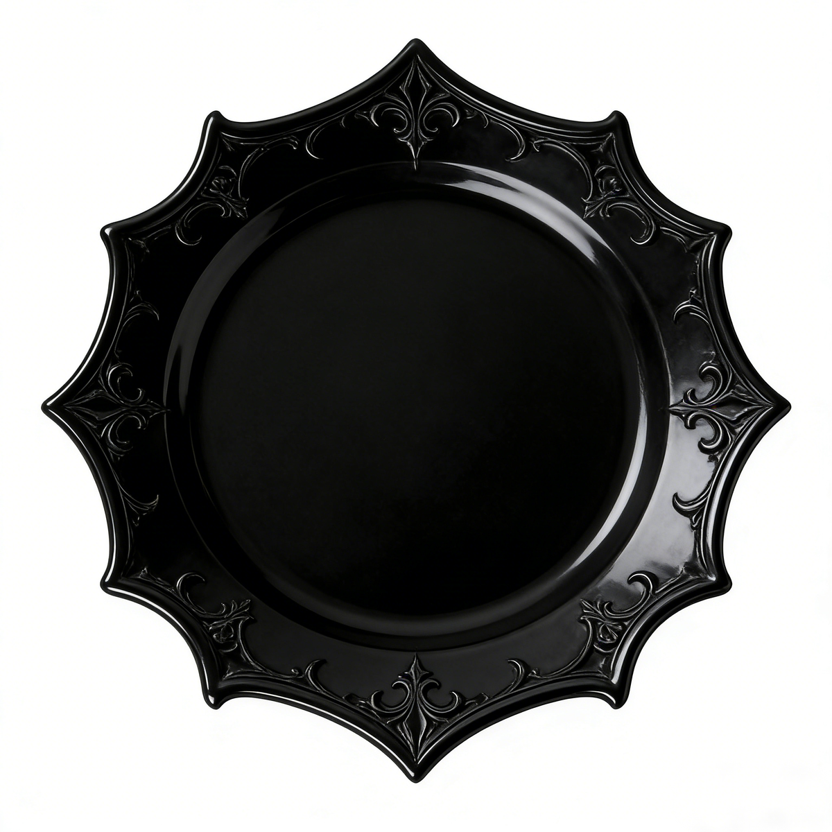 Black Gothic Vintage Carved Star-Shaped Ceramic Plate