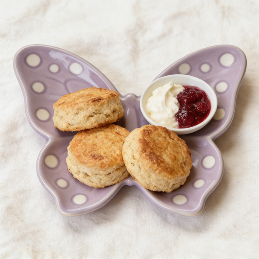 Purple Butterfly Shaped Polka Dot Ceramic Plate
