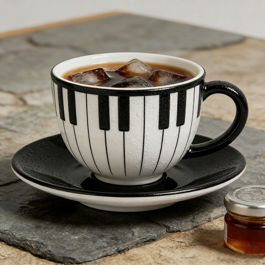 Piano Key Pattern Ceramic Cup