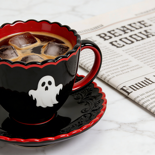 Black & Red Ghost Scalloped Cup