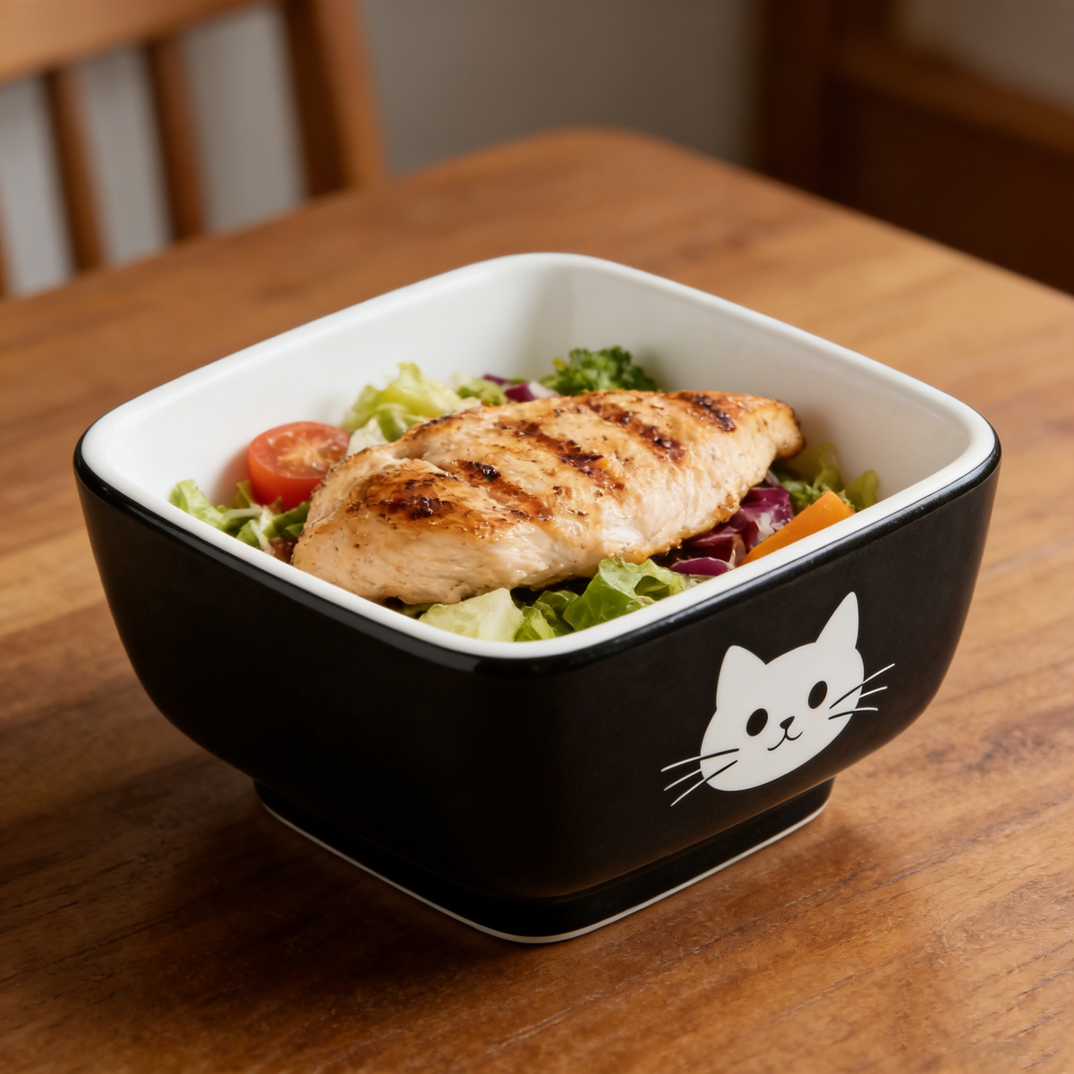 Minimalist Cat Face Square Ceramic Bowl