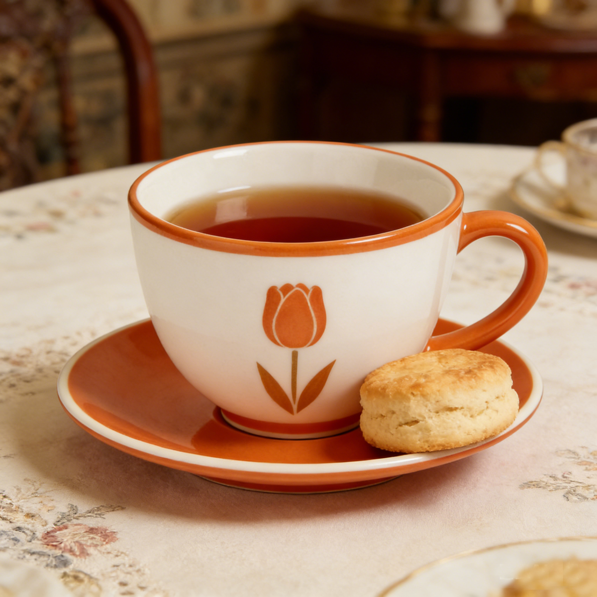 Minimalist Tulip Print Ceramic Cup and Saucer Set