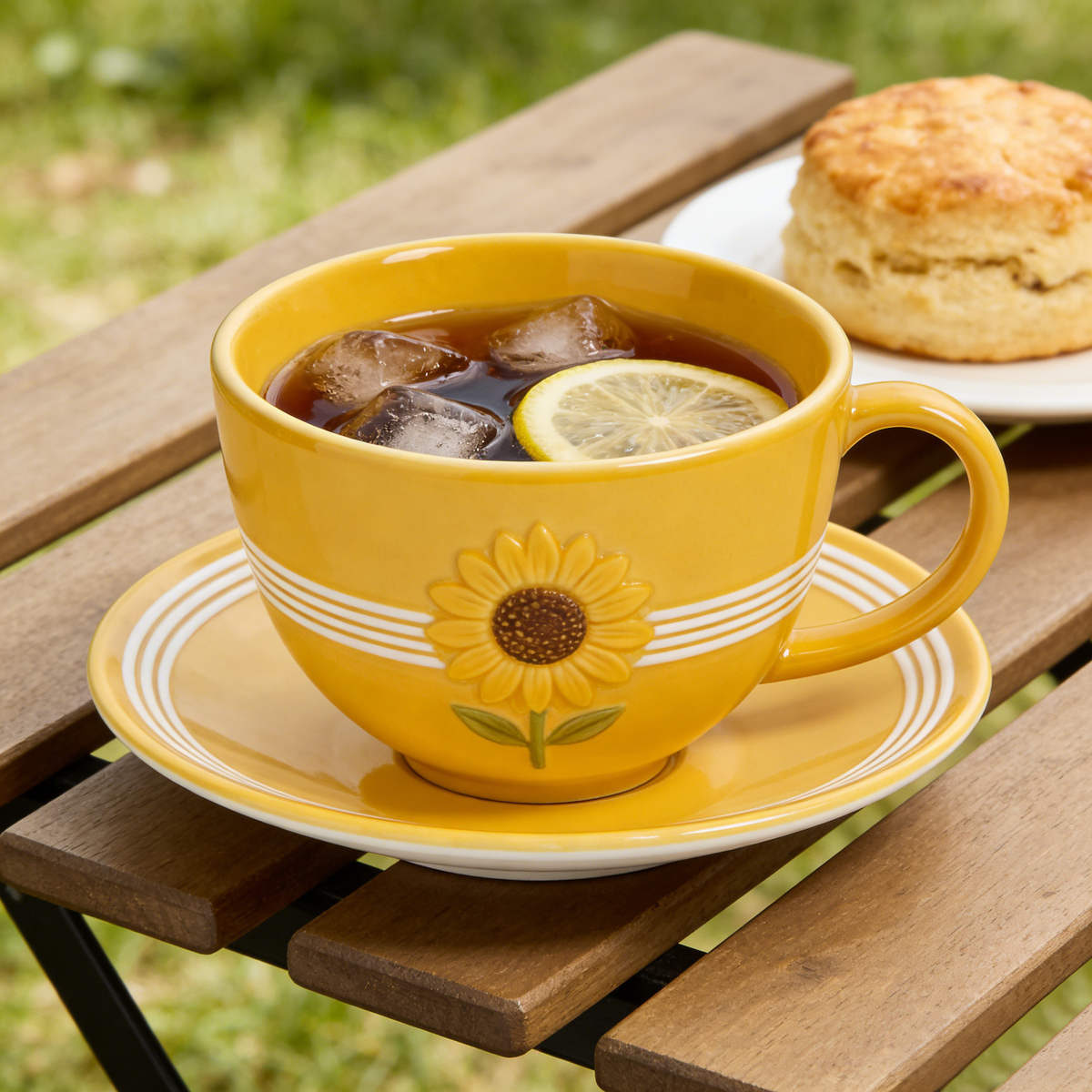 Sunflower Embossed Ceramic Cup and Saucer Set