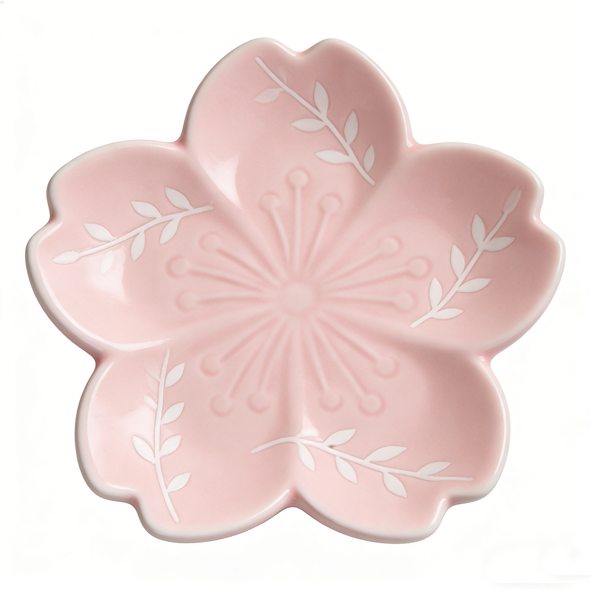 Pink Cherry Blossom Shaped Ceramic Plate