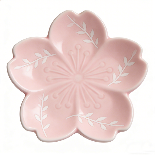Pink Cherry Blossom Shaped Ceramic Plate