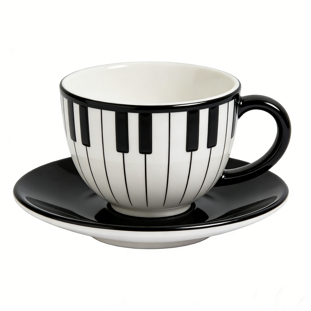 Piano Key Pattern Ceramic Cup