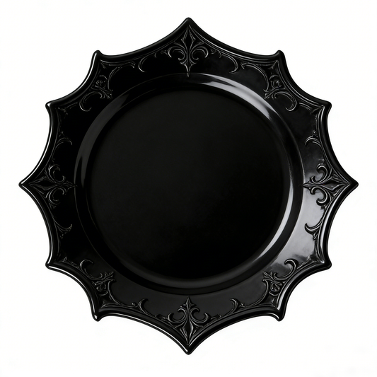 Black Gothic Vintage Carved Star-Shaped Ceramic Plate