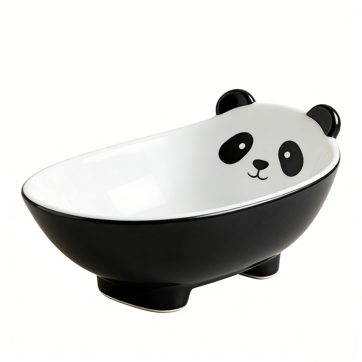 Cute Panda Boat-Shaped Ceramic Bowl