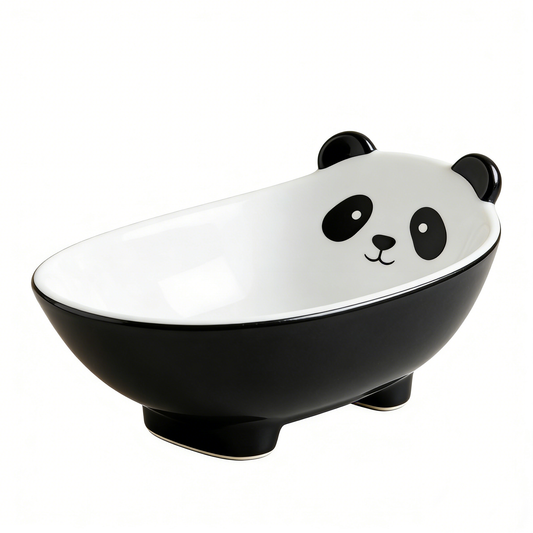 Cute Panda Boat-Shaped Ceramic Bowl