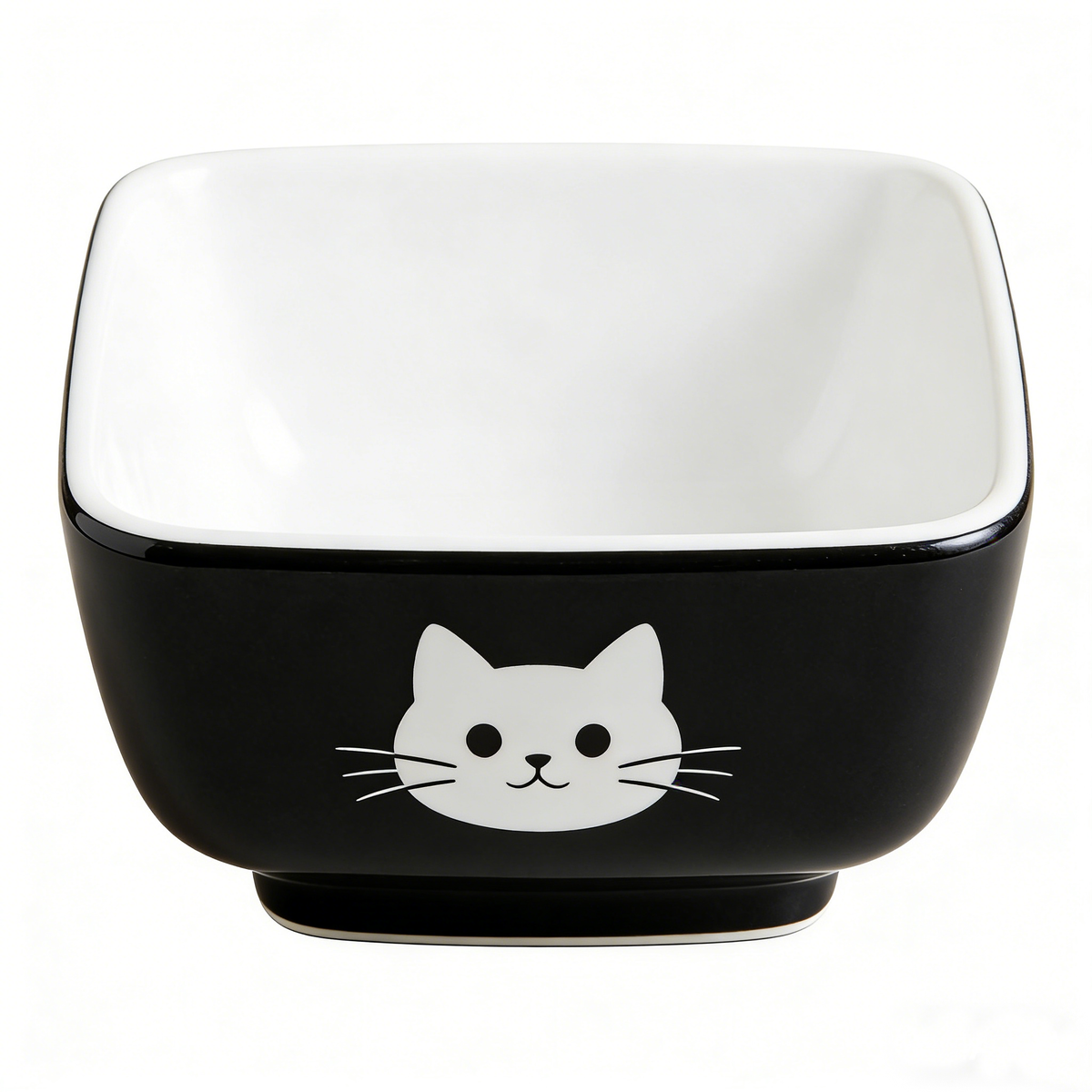 Minimalist Cat Face Square Ceramic Bowl