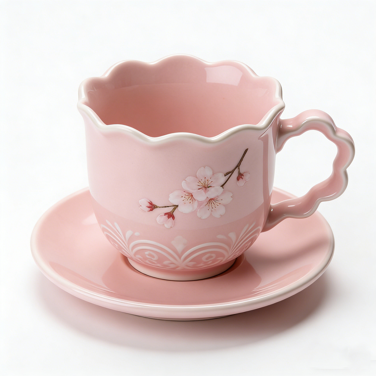 Pink Cherry Blossom Ceramic Cup