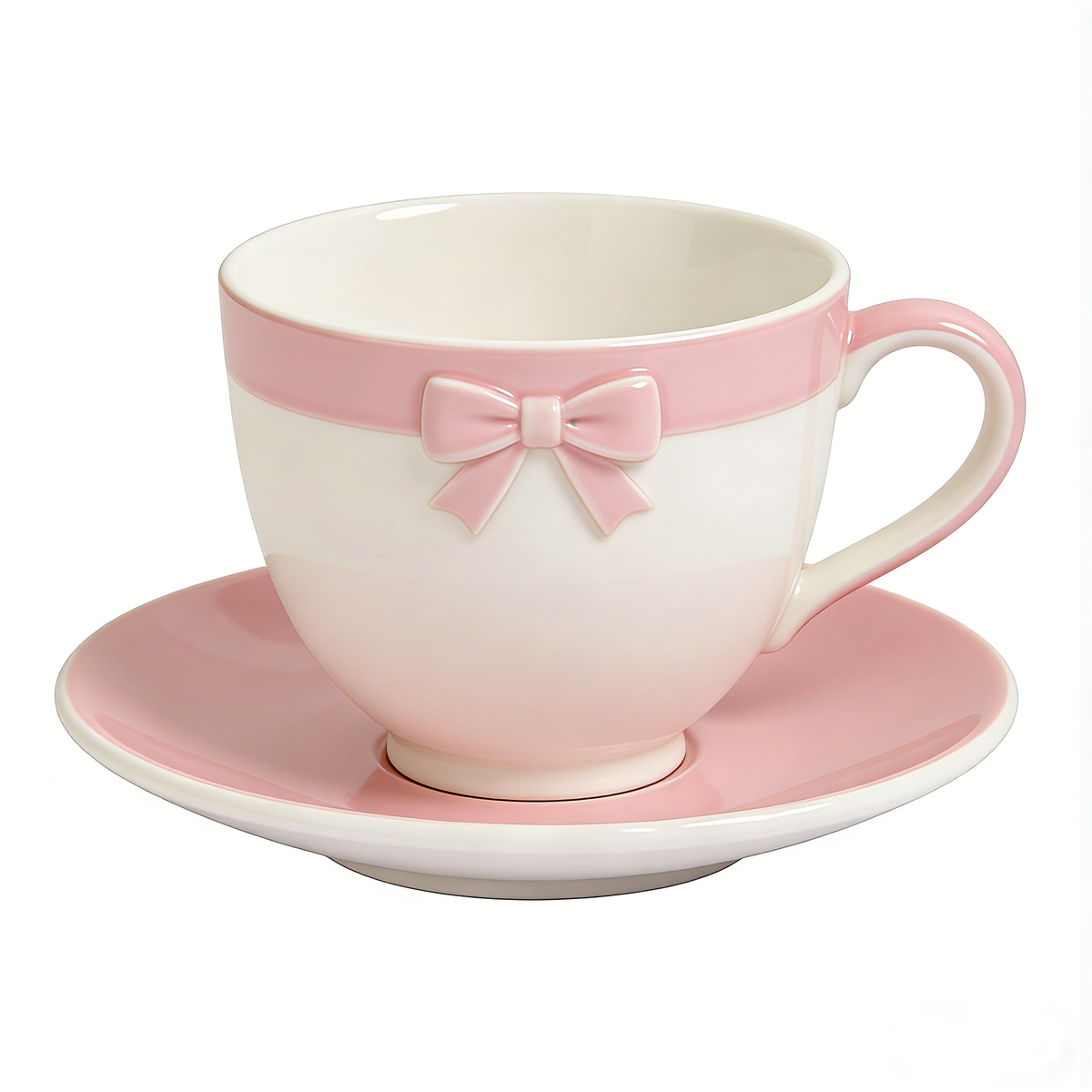 White & Pink Bow Ceramic Cup