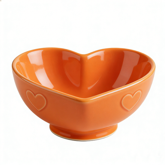 Orange Heart Shaped Ceramic Bowl