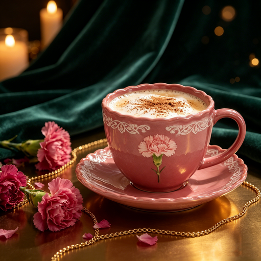 Dusty Pink Carnation Vintage Ceramic Cup and Saucer Set