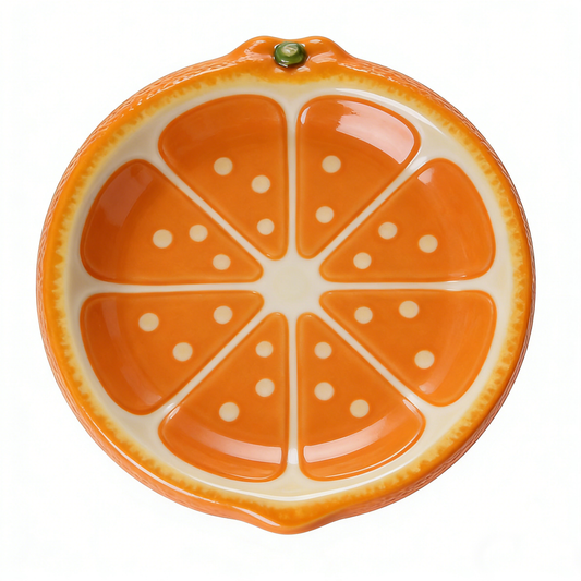 Orange Slice Shaped Polka Dot Ceramic Plate
