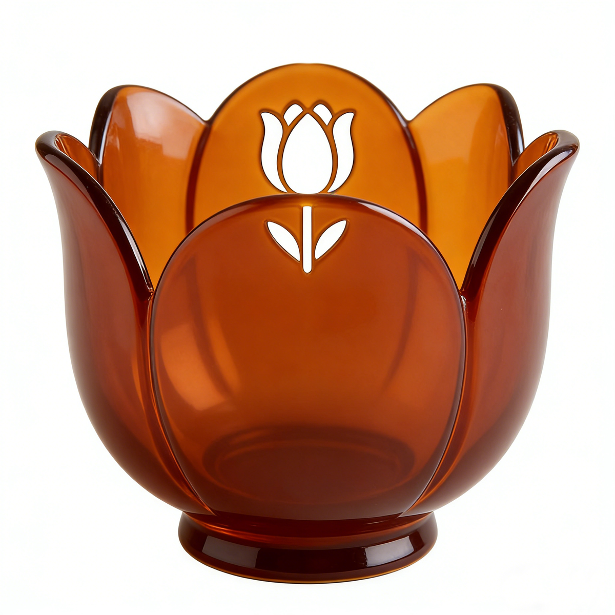 Amber Tulip Shaped Glass Bowl
