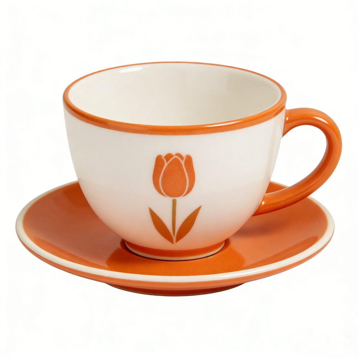 Minimalist Tulip Print Ceramic Cup and Saucer Set