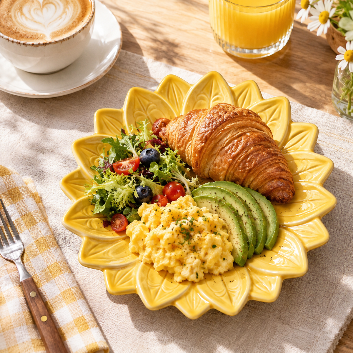 Yellow Sunflower Embossed Ceramic Plate