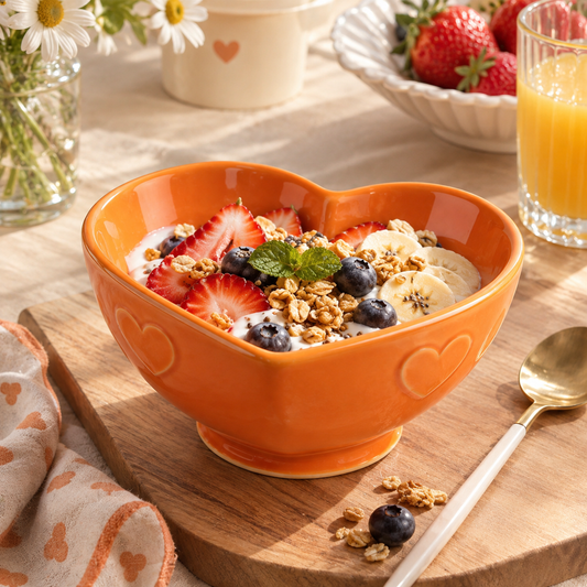 Orange Heart Shaped Ceramic Bowl